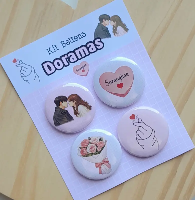 Cartela com 04 Bottons - Tema Dorama