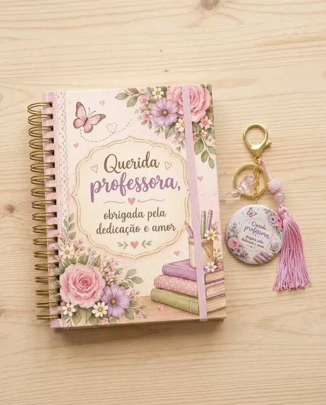 Kit Caderno+Chaveiro Dia dos Professores
